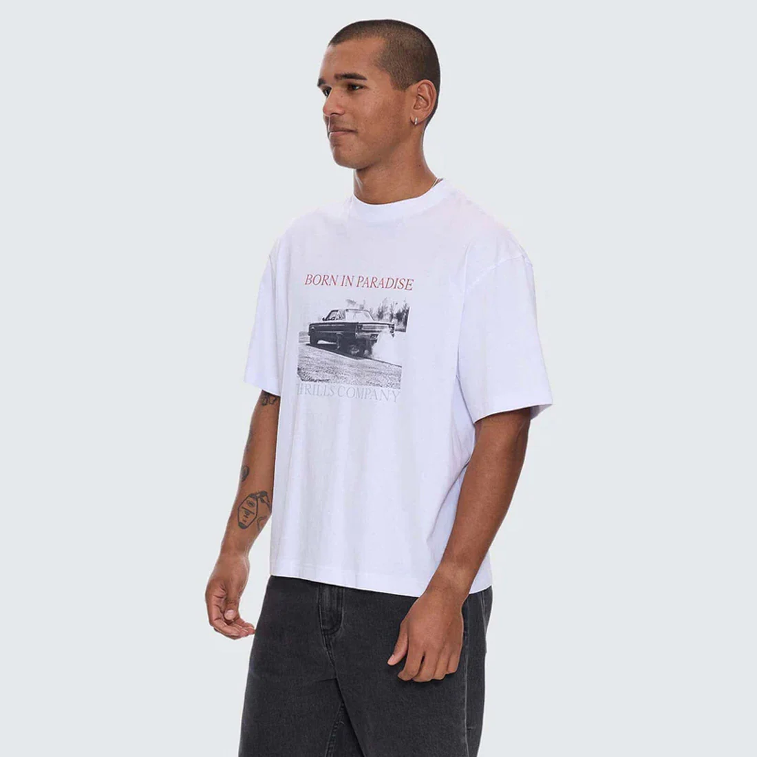 THRILLS Metal & Dust Box Fit Oversize Cropped Tee - White - Image 3