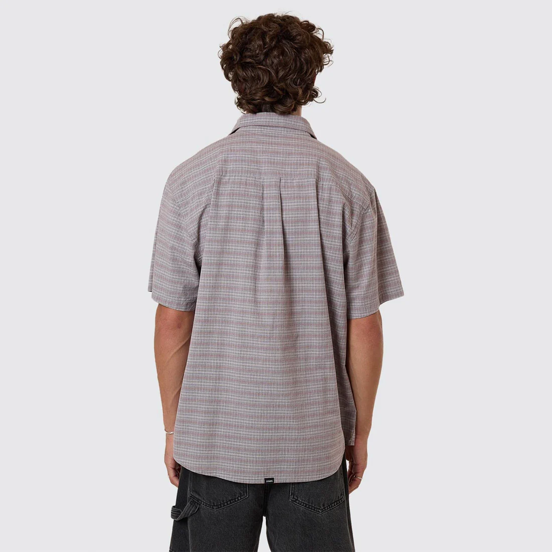 THRILLS  Minimal Thrills Stripe Check Short Sleeve Shirt - Smog - Image 2