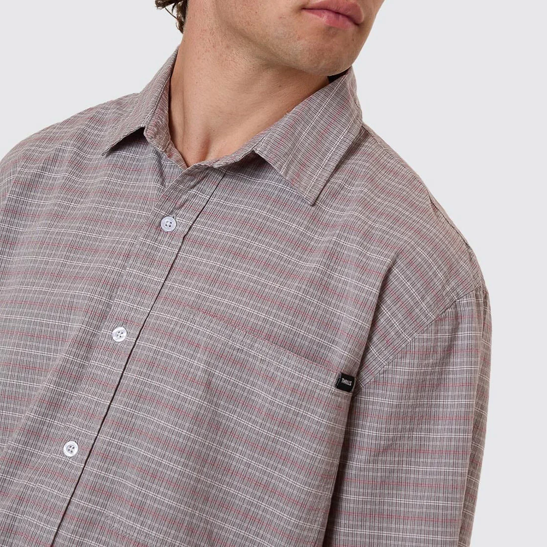 THRILLS  Minimal Thrills Stripe Check Short Sleeve Shirt - Smog - Image 5