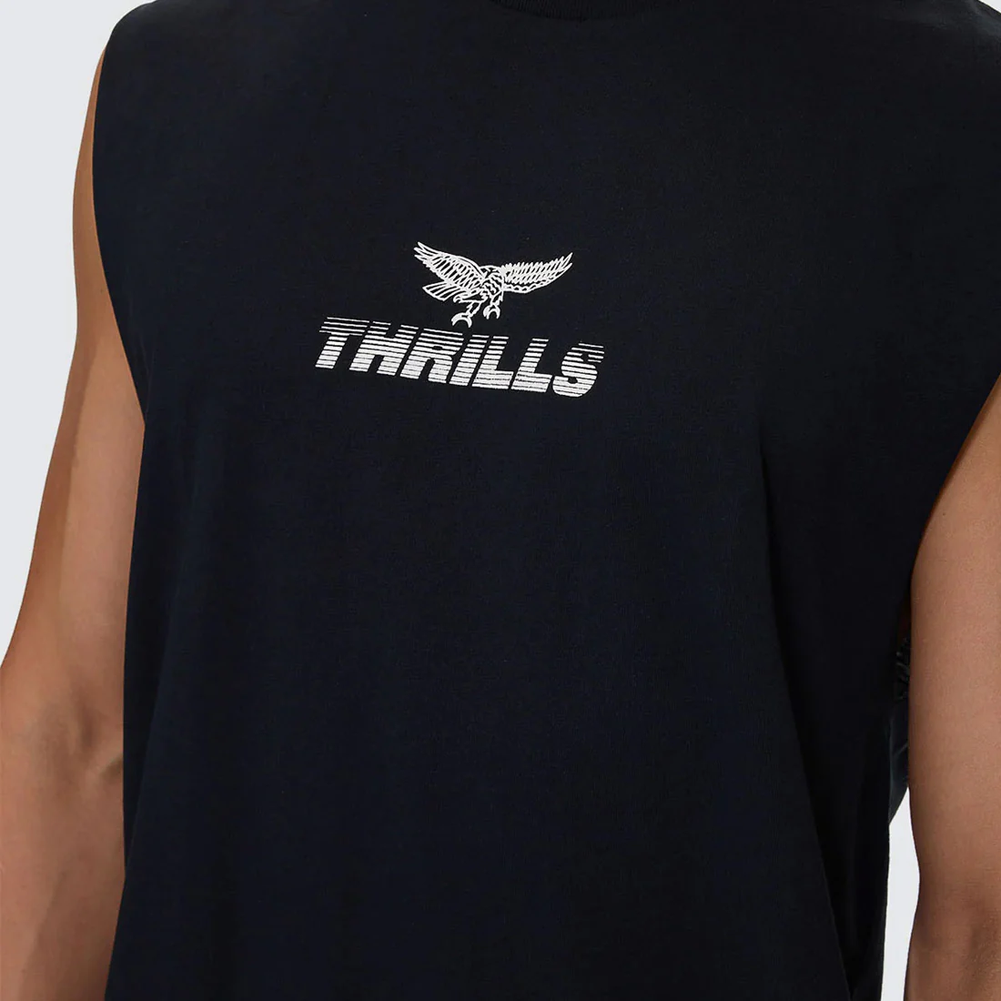THRILLS Paradise Before Anarchy Merch Fit Muscle Tee - Washed Black - Image 5