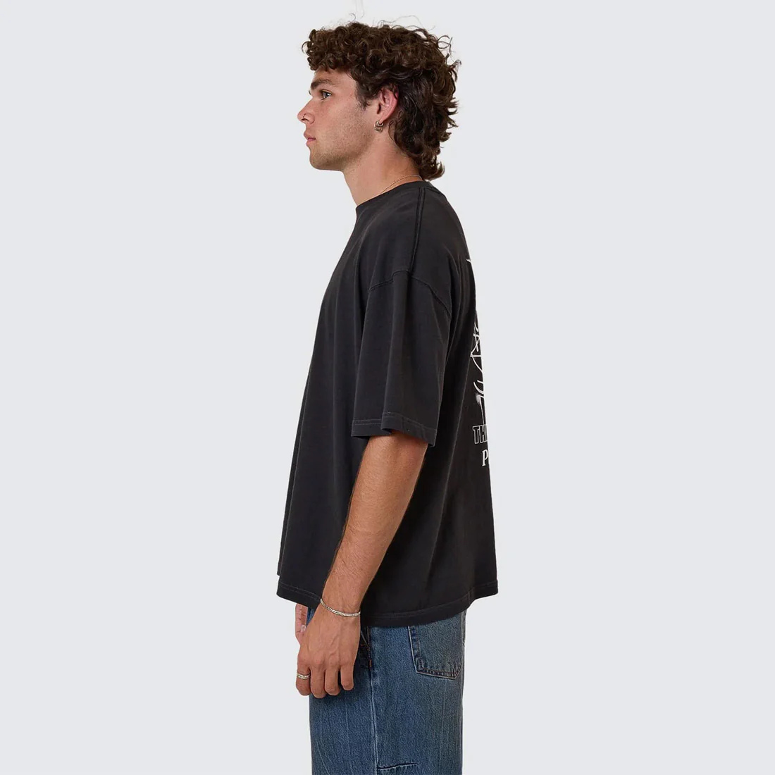 THRILLS Pure Delusion Box Fit Oversize Short Tee - Faded Black - Image 3