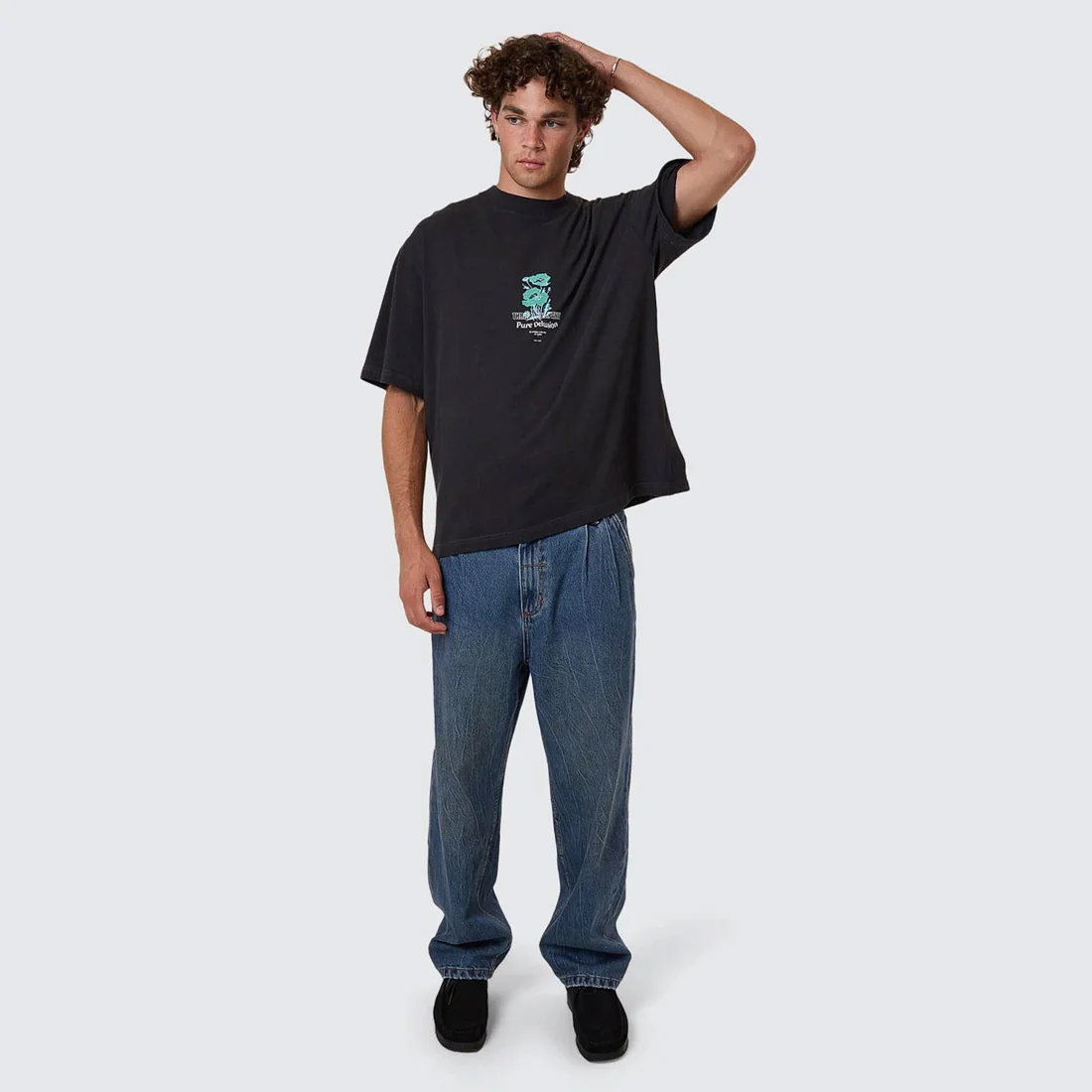 THRILLS Pure Delusion Box Fit Oversize Short Tee - Faded Black - Image 4