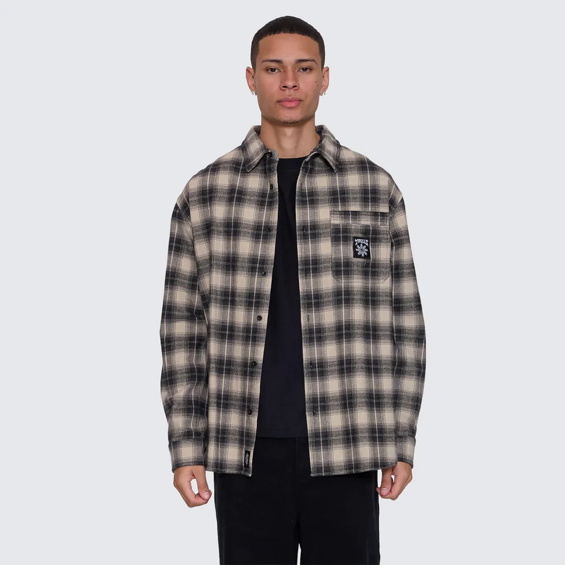 THRILLS Stagger Barrio Long Sleeve Flannel Shirt - Black