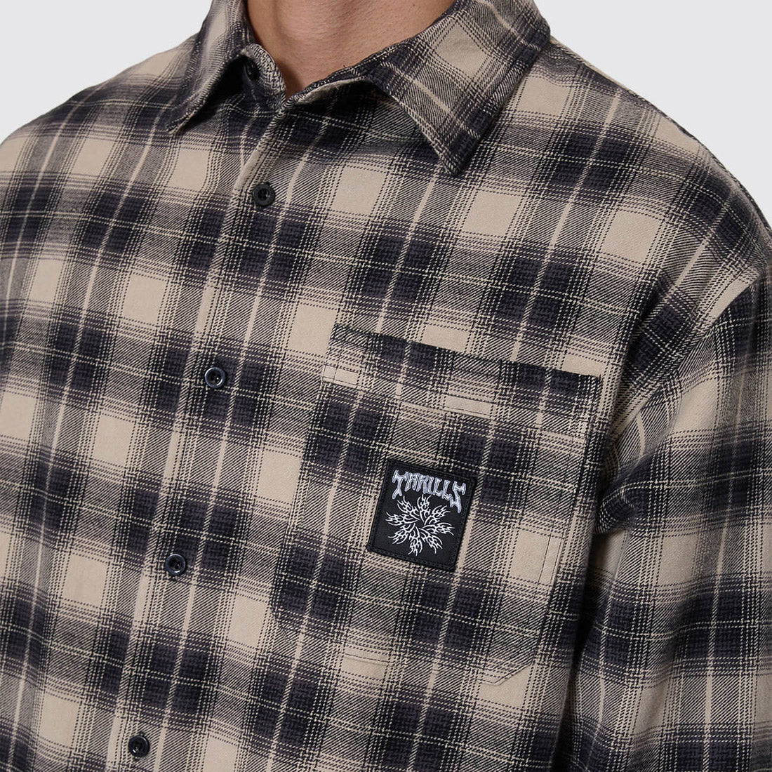THRILLS Stagger Barrio Long Sleeve Flannel Shirt - Black - Image 2