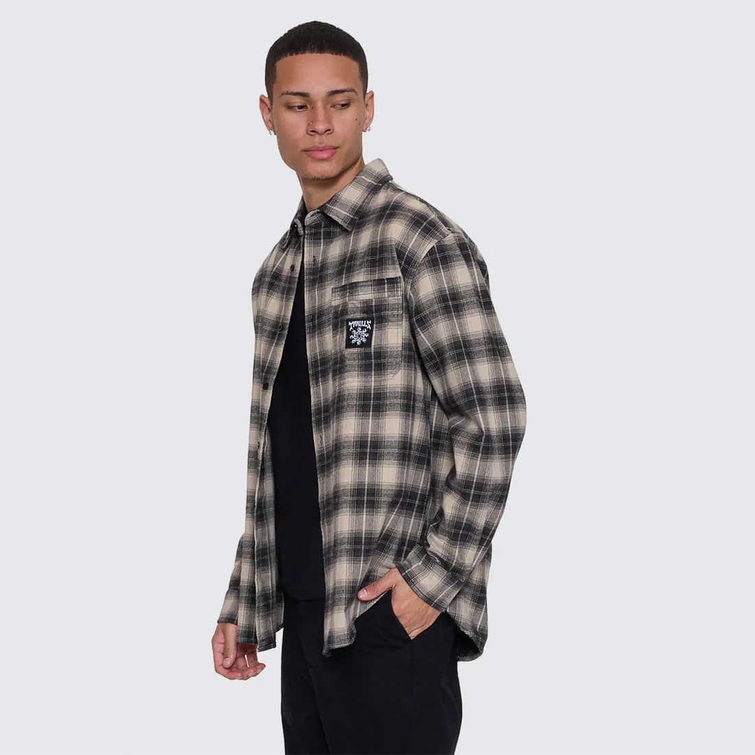 THRILLS Stagger Barrio Long Sleeve Flannel Shirt - Black - Image 4