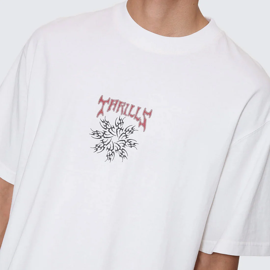 THRILLS Stagger Box Fit Oversize Cropped Tee - Snow White - Image 2