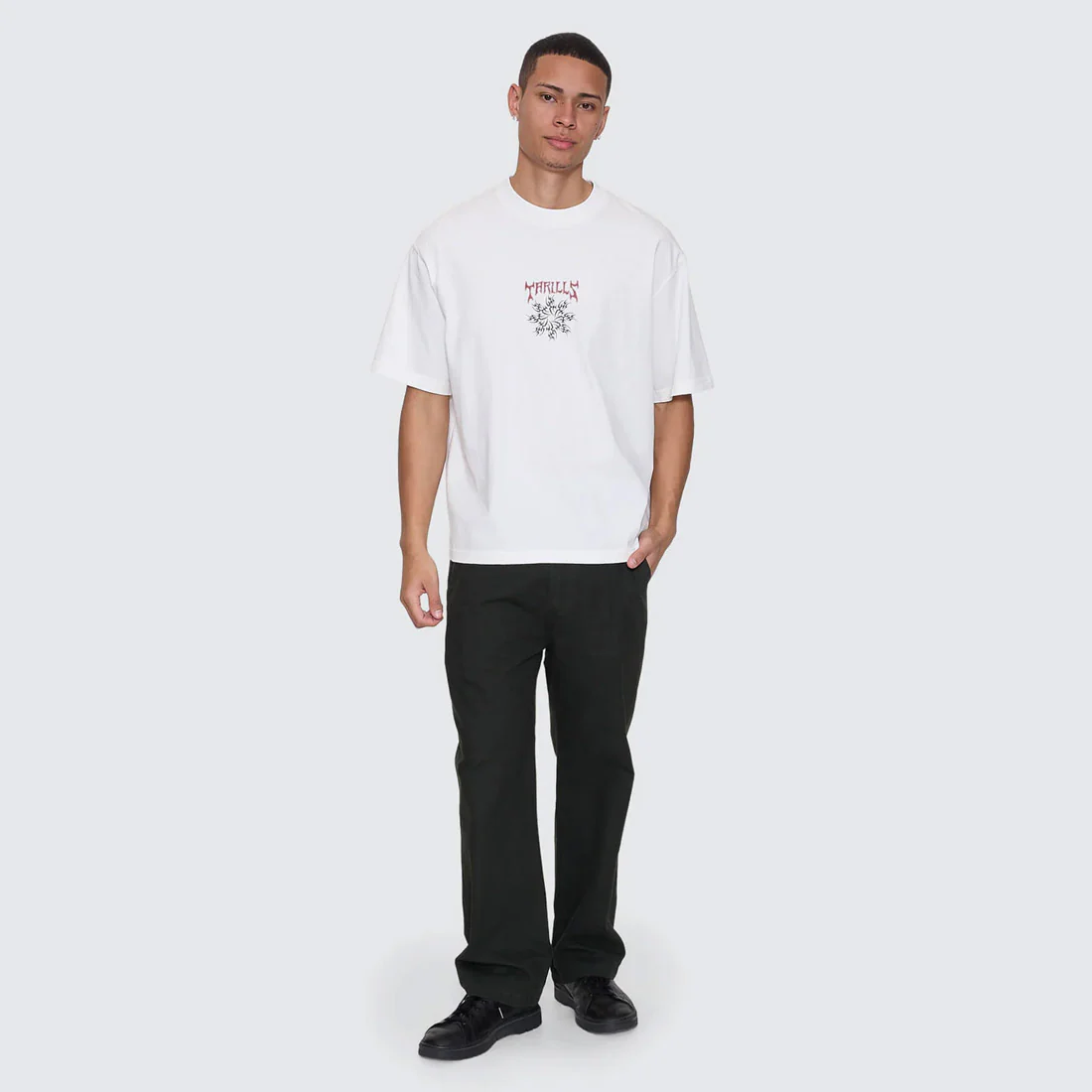 THRILLS Stagger Box Fit Oversize Cropped Tee - Snow White - Image 3
