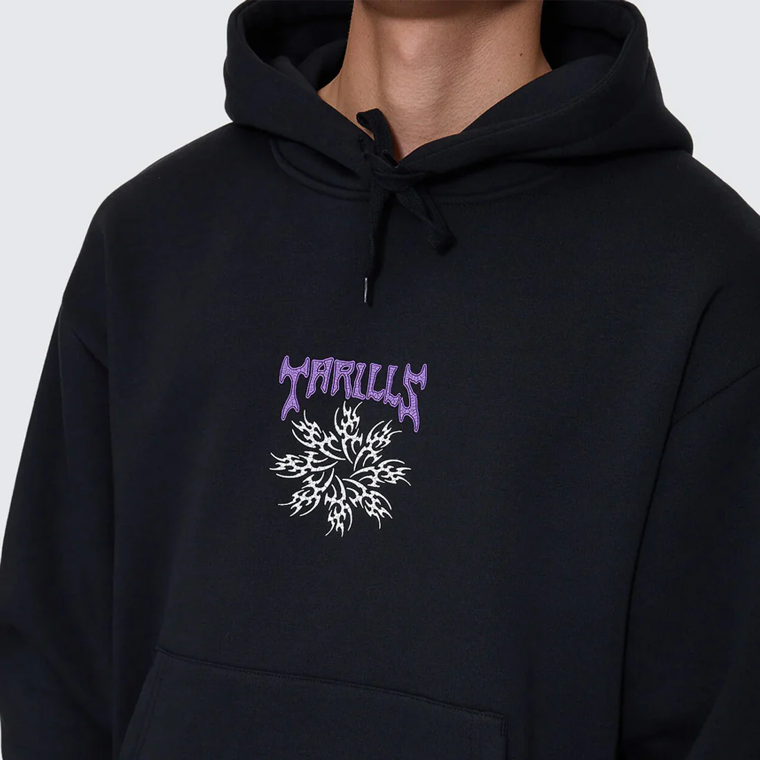 THRILLS Stagger Slouch Pull On Cropped Hood - Washed Black - Image 2