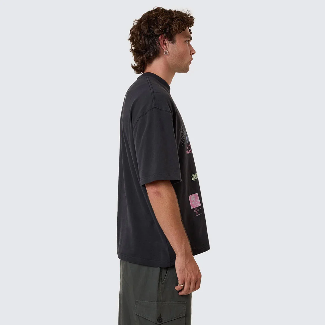 THRILLS Transmission Box Fit Oversize Short Tee - Washed Black - Image 3