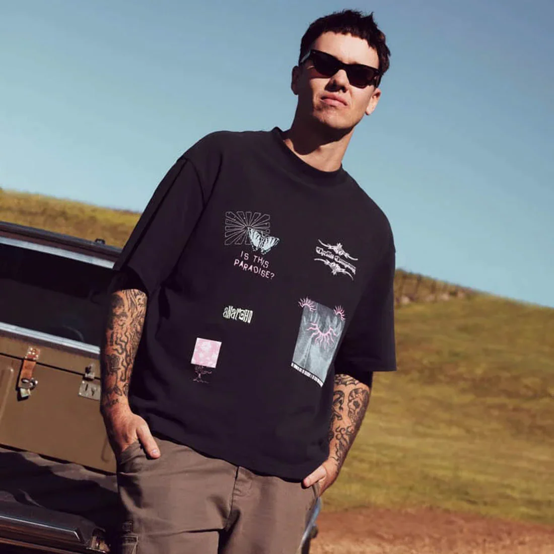 THRILLS Transmission Box Fit Oversize Short Tee - Washed Black - Image 6