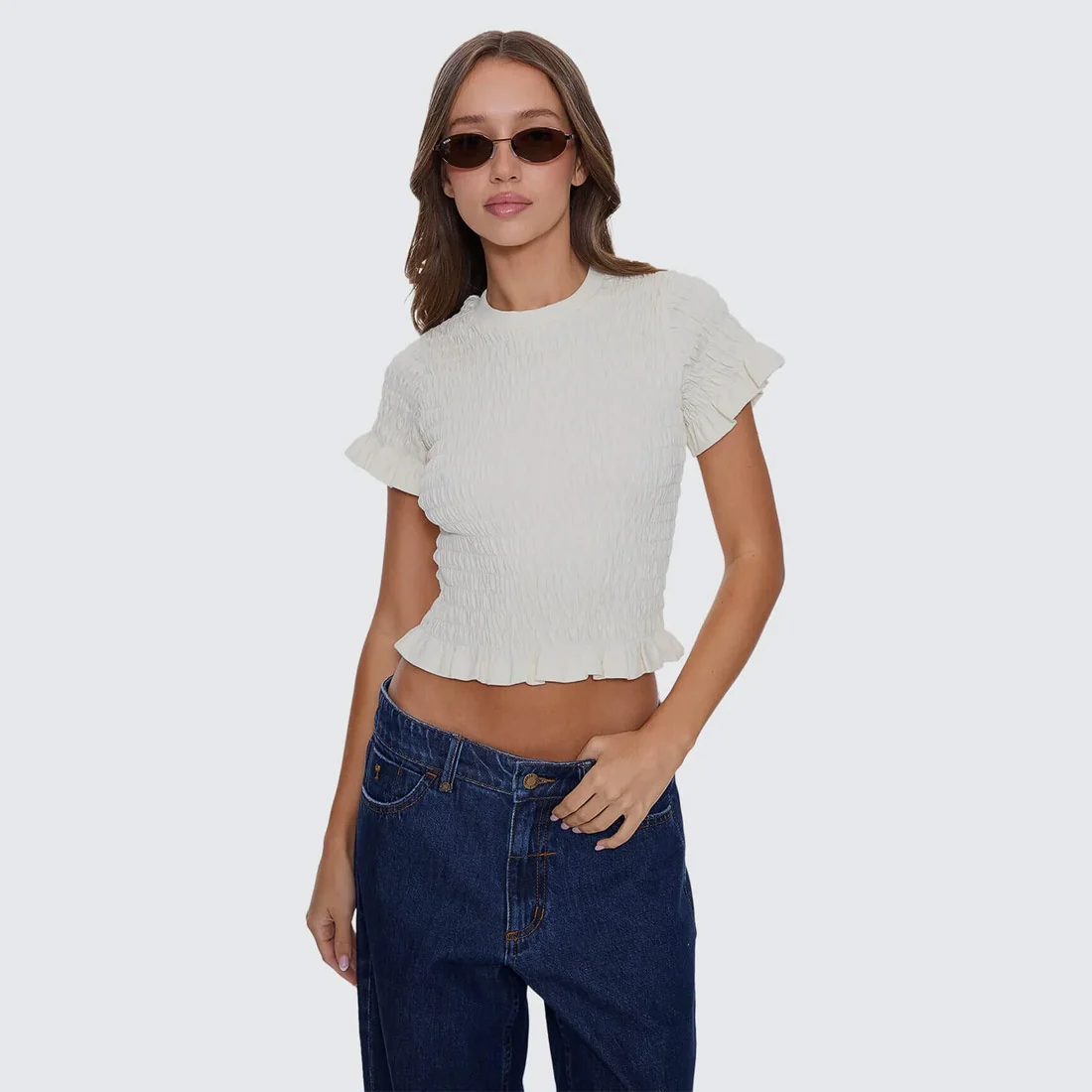 THRILLS Women's Against All Odds Shirred Tee - Butter Cream