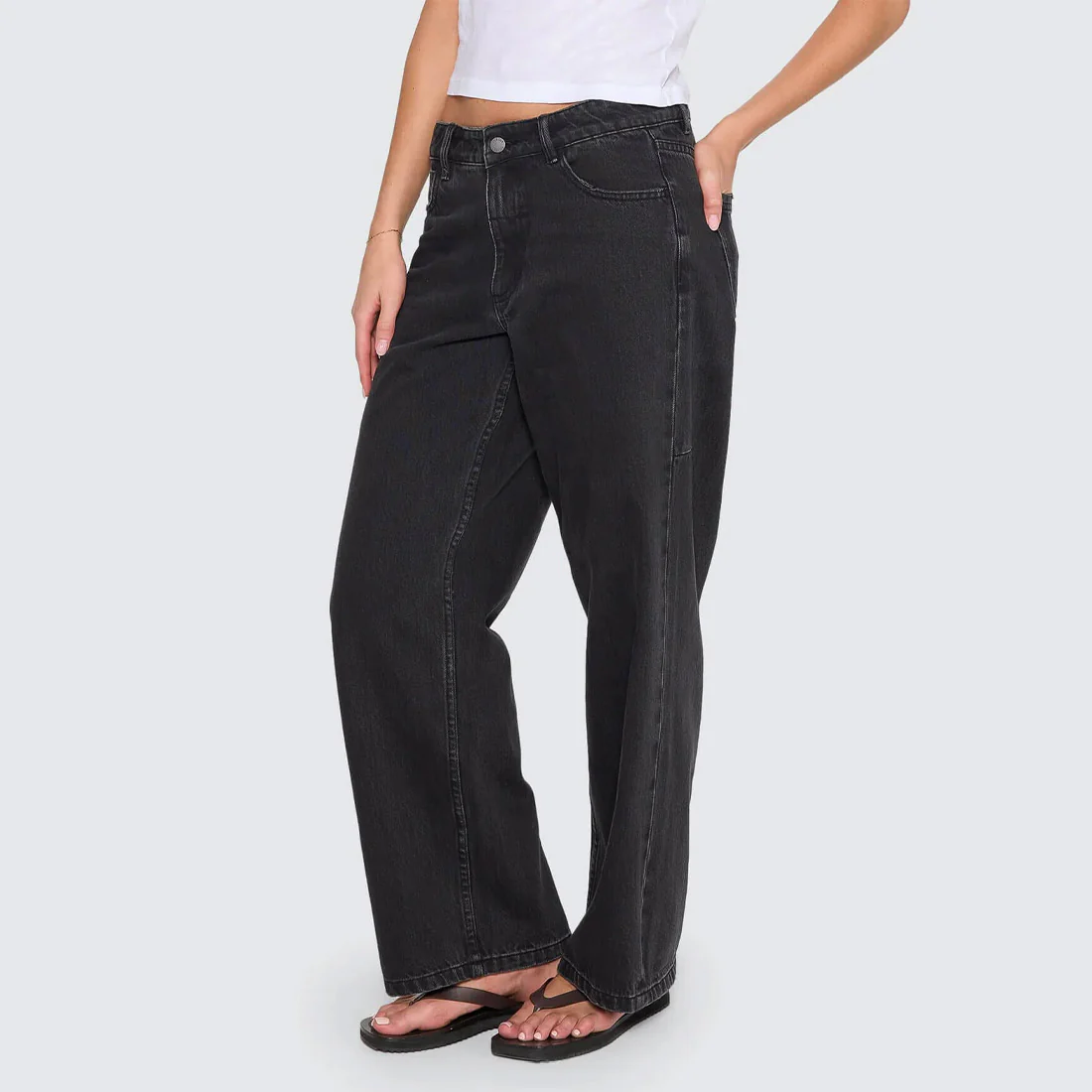 THRILLS Women's Billie Low Rise Baggy Jean - Aged Black - Image 4