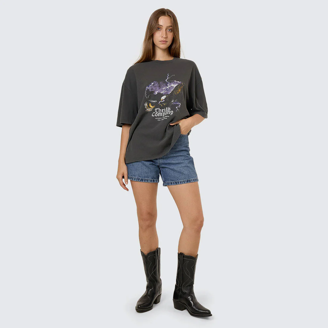 THRILLS Women's Flight Risk Oversized Tee - Merch Black - Image 3