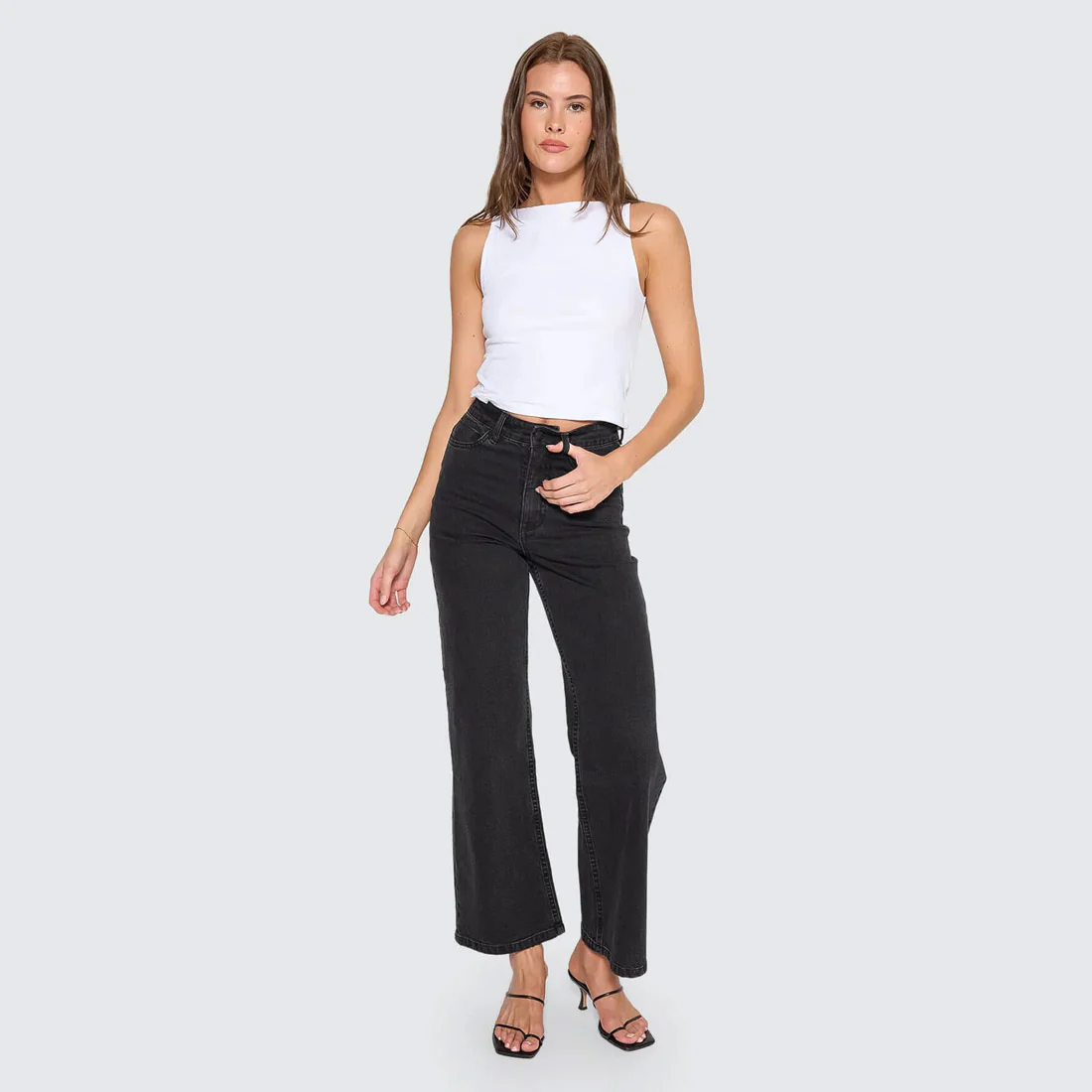 THRILLS Women's Holly High Rise Stretch Wide Jean - Aged Black - Image 4