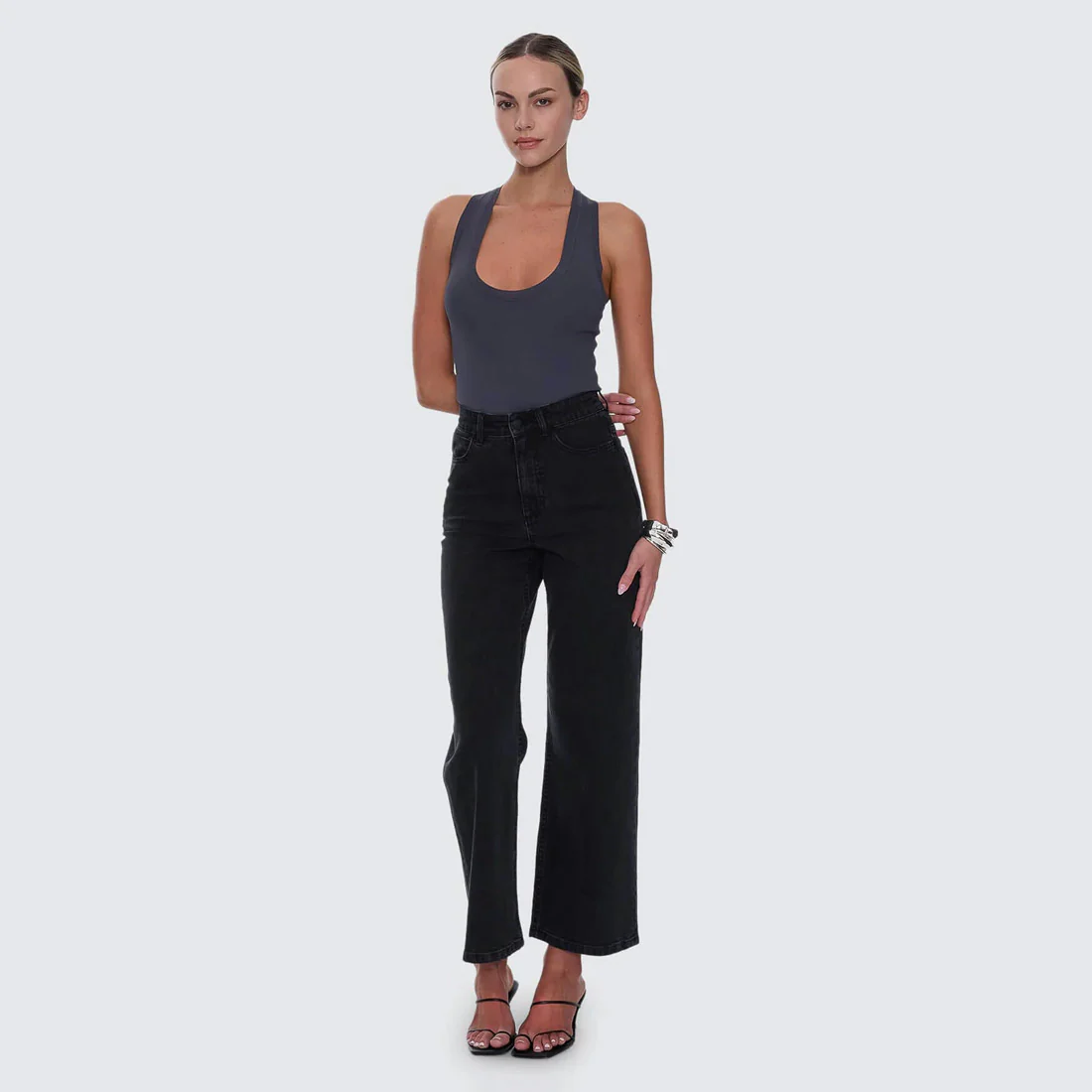 THRILLS Women's Holly High Rise Stretch Wide Jean - Aged Black - Image 6