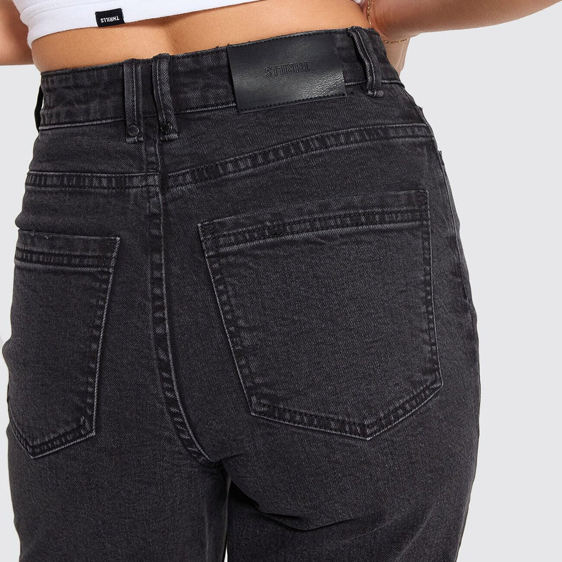 THRILLS Women's Holly High Rise Stretch Wide Jean - Aged Black - Image 7