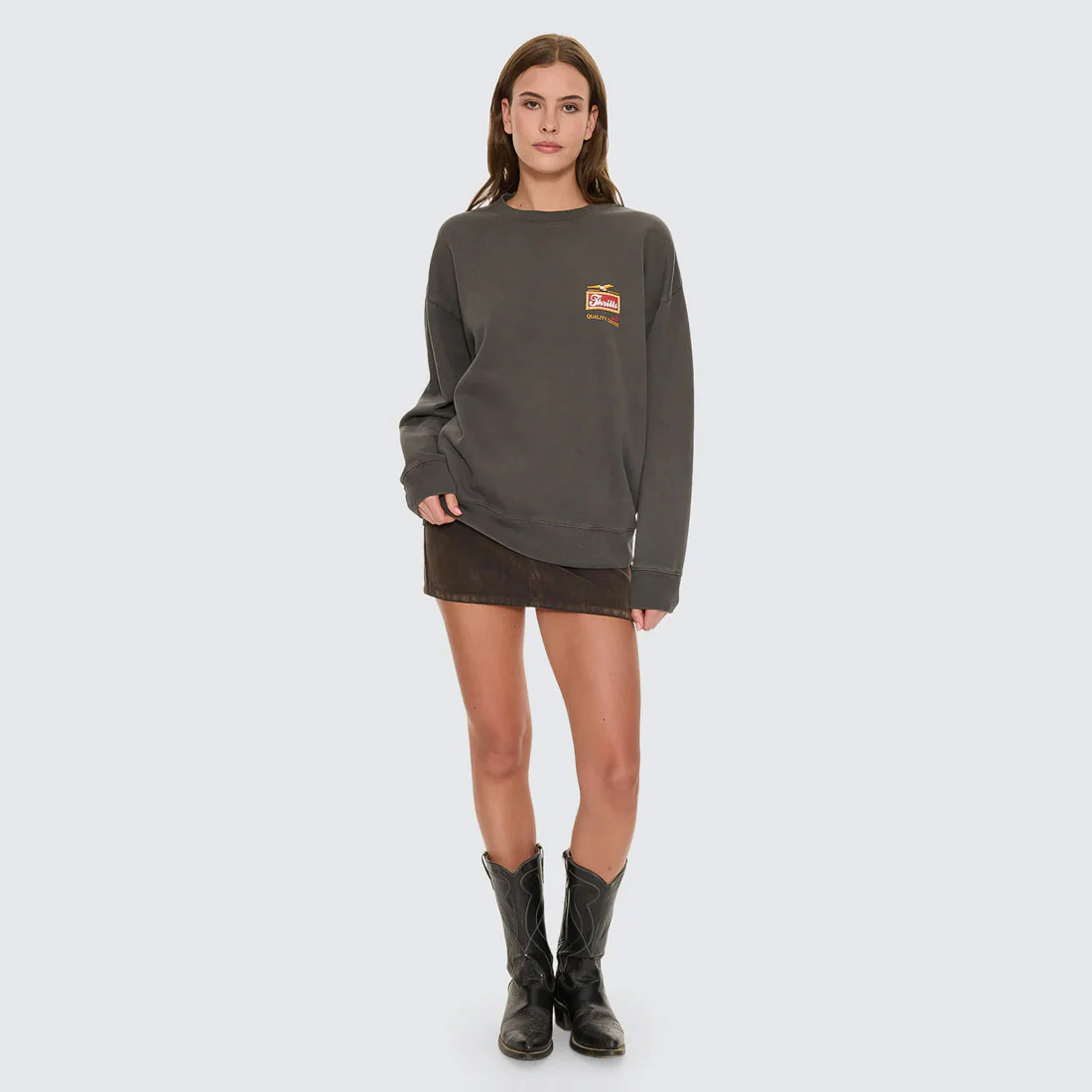 THRILLS Women's Make Em Tough Slouch Crew - Merch Black - Image 4