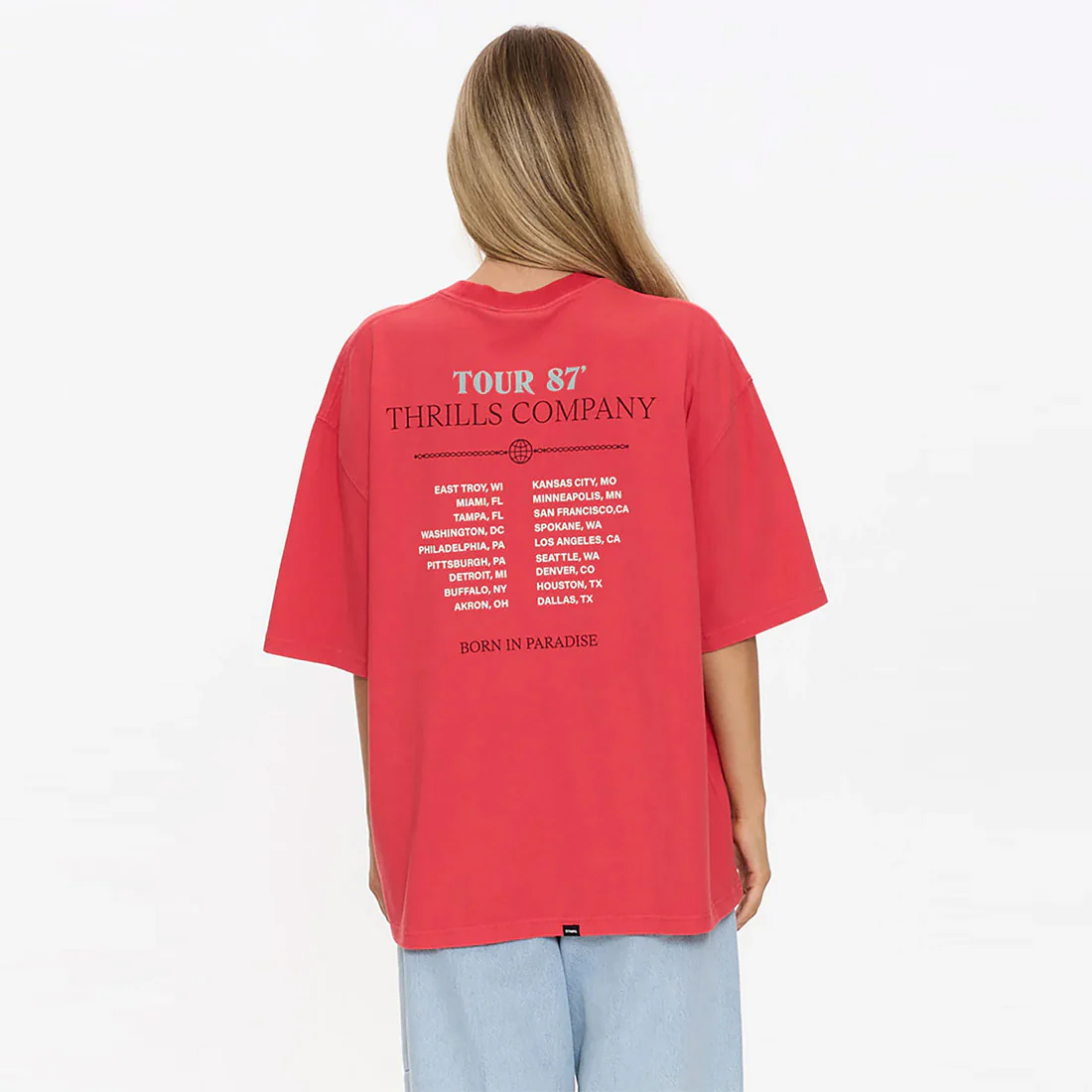 THRILLS Women's Metal & Dust Oversized Tee - Flame Red - Image 2