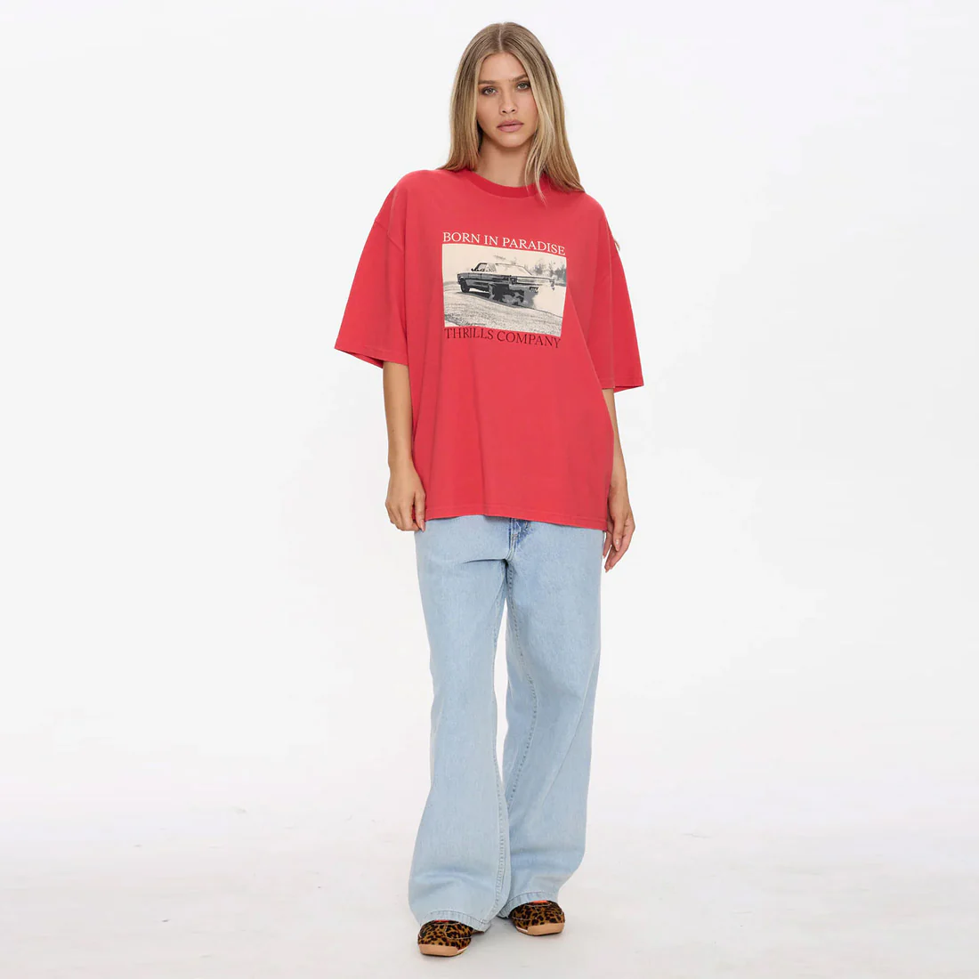 THRILLS Women's Metal & Dust Oversized Tee - Flame Red - Image 4