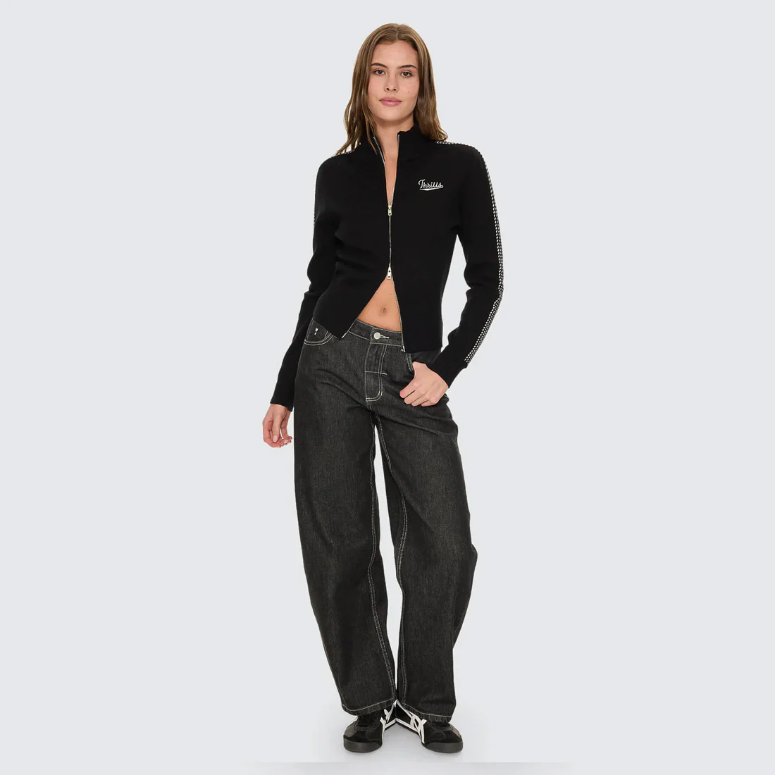 THRILLS Women's Sloane Low Rise Barrel Jean - Raw Black - Image 7