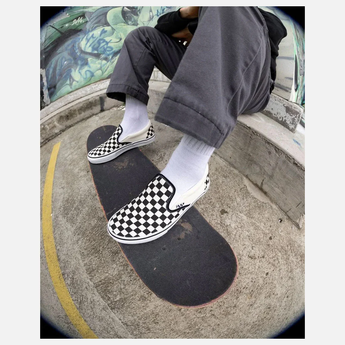 VANS Skate Slip-On (Checkerboard) - Black/Off White - Image 7