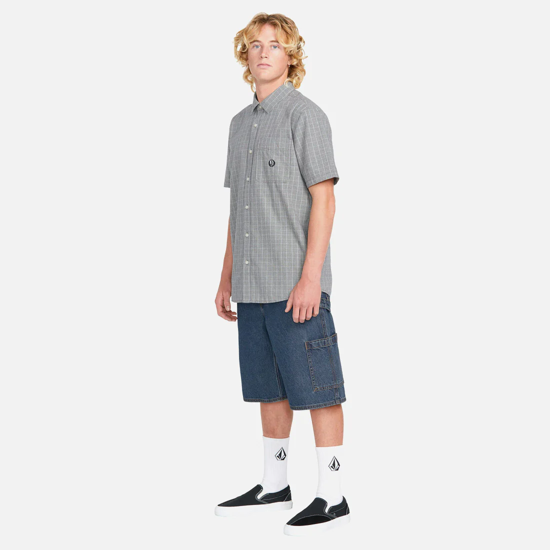VOLCOM 1991 Utility Denim 23" Shorts - Indigo Ridge Wash - Image 2