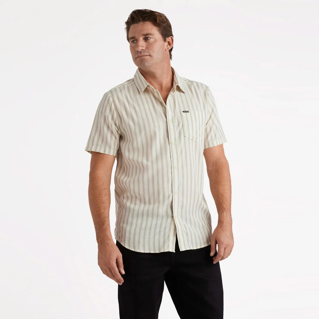 VOLCOM Arvostripe Woven Short Sleeve Shirt - Dirty White