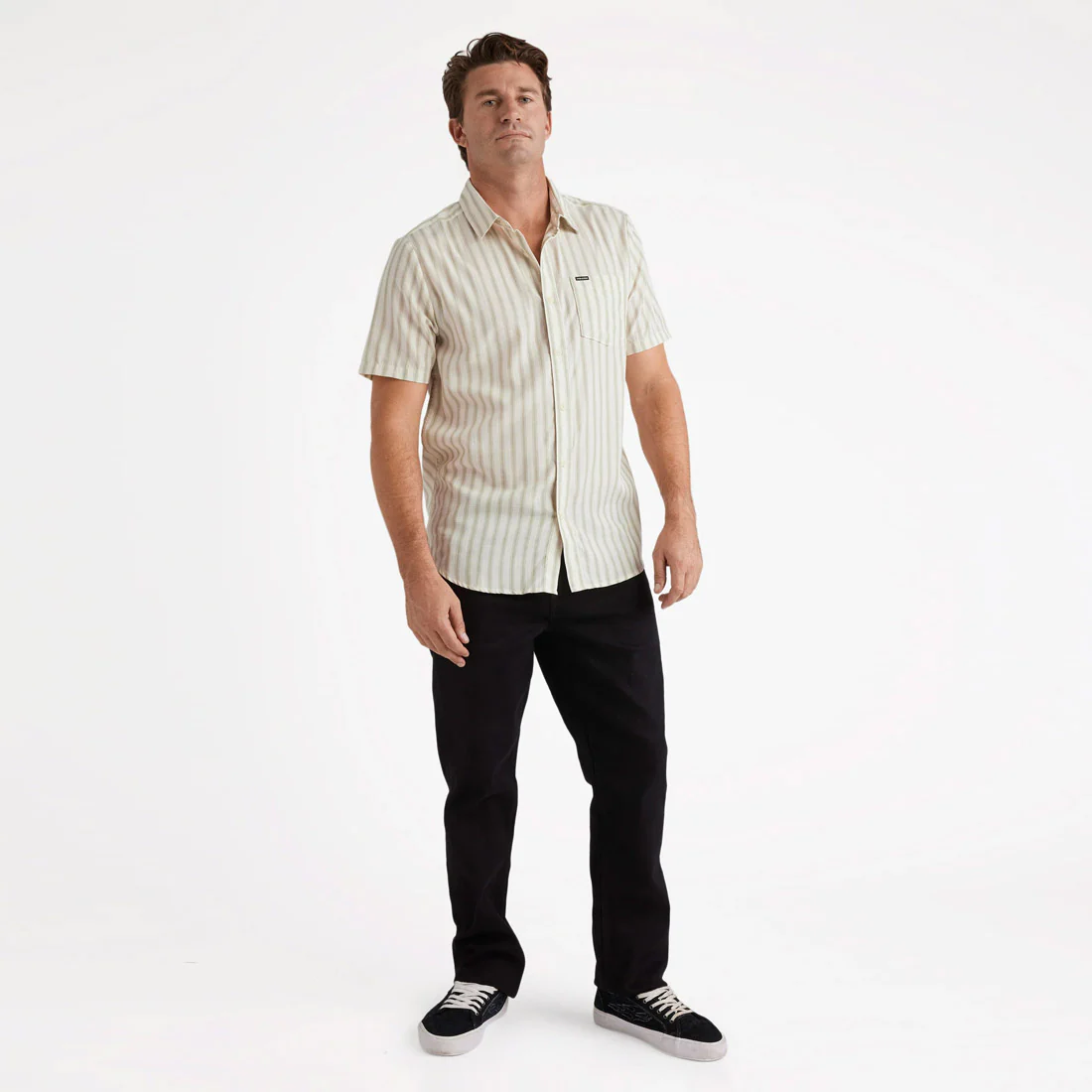 VOLCOM Arvostripe Woven Short Sleeve Shirt - Dirty White - Image 4