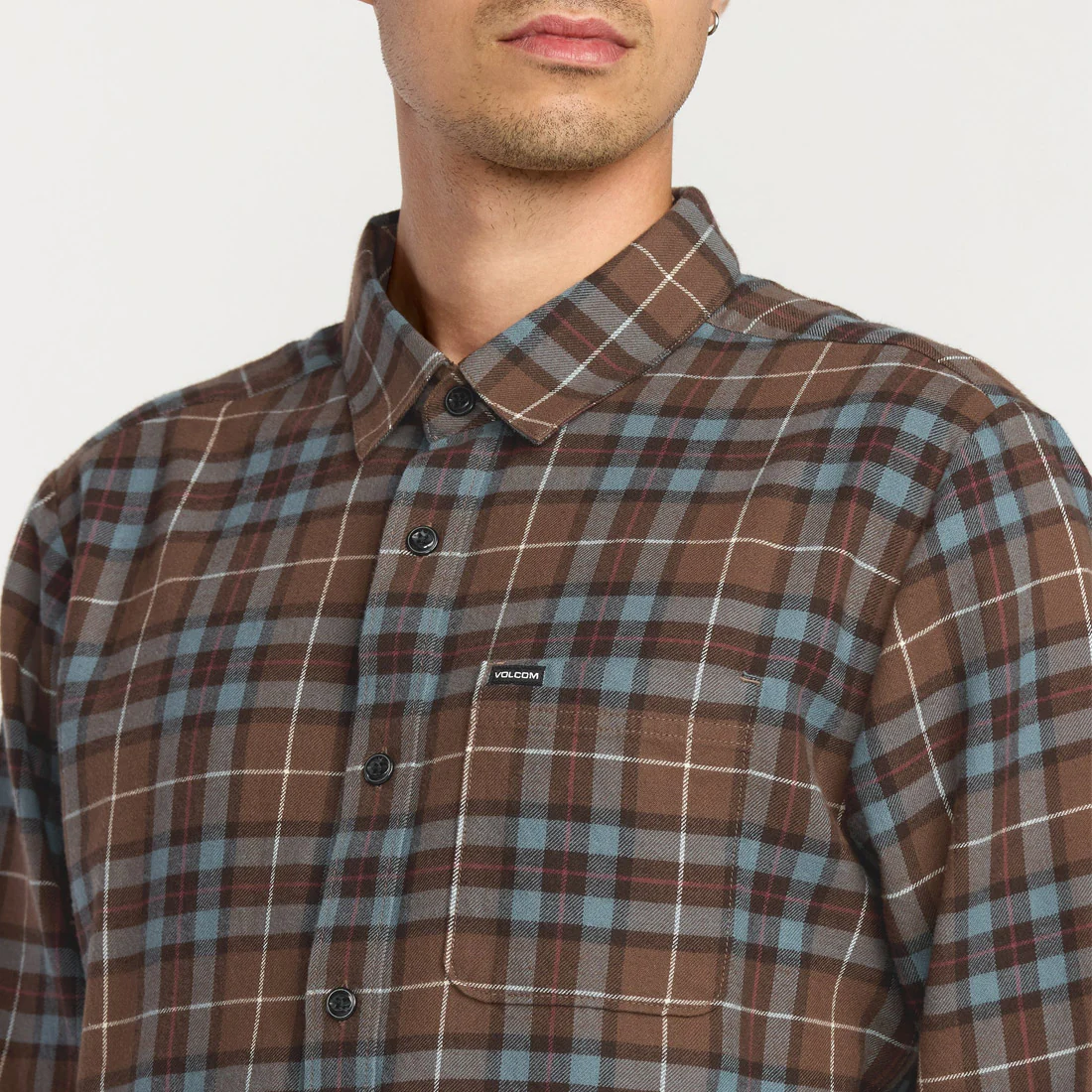 VOLCOM Caden Plaid Shirt - Brown Stone - Image 5