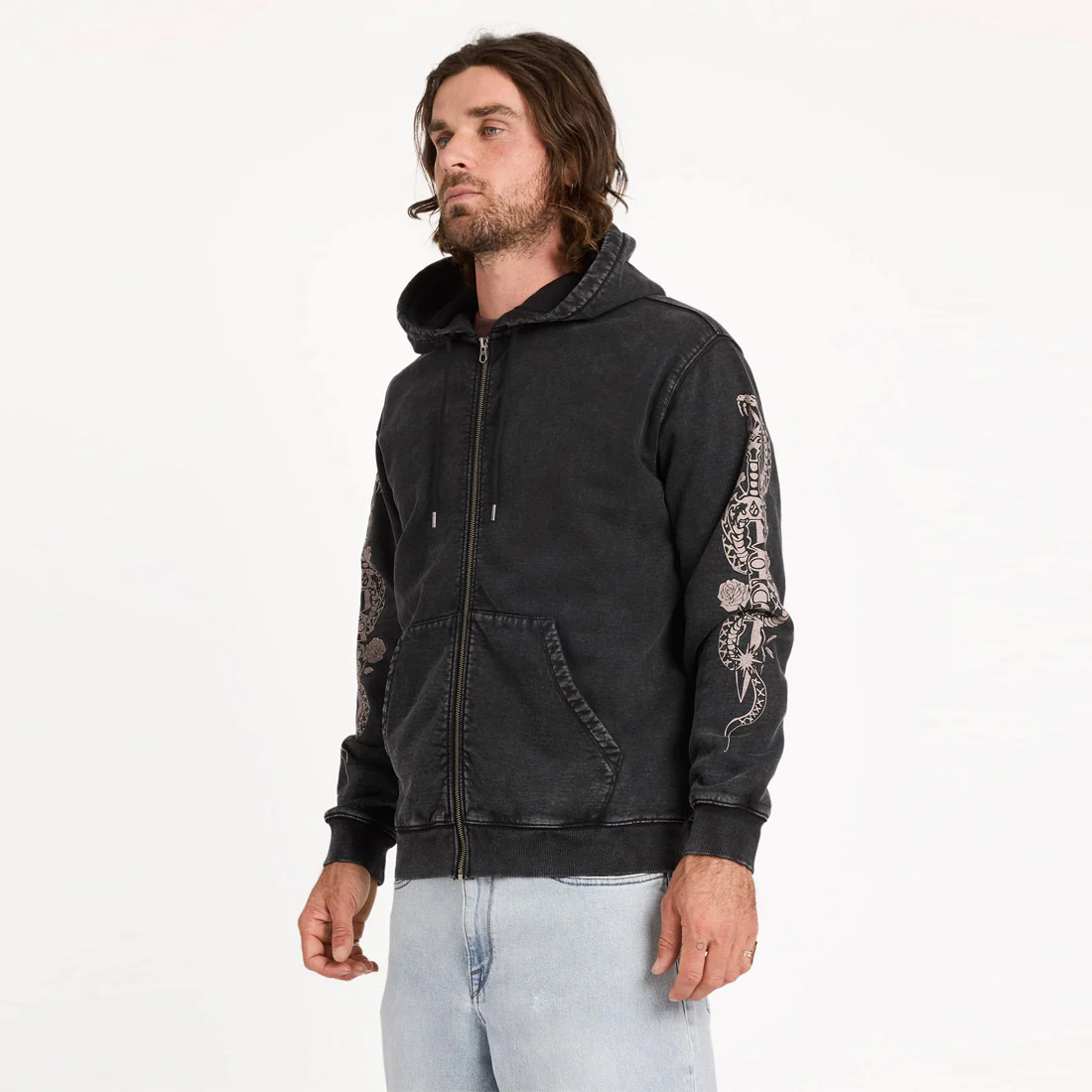 VOLCOM Die By The Stone Zip Hood - Light Acid Black - Image 2