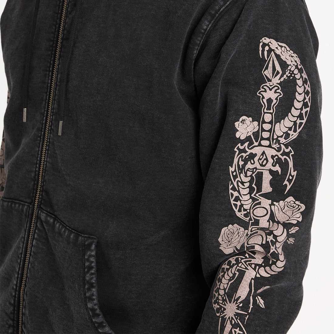 VOLCOM Die By The Stone Zip Hood - Light Acid Black - Image 4