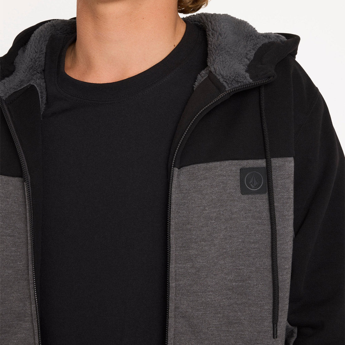 VOLCOM Division Lined Zip Hood - Charcoal Heather - Image 4