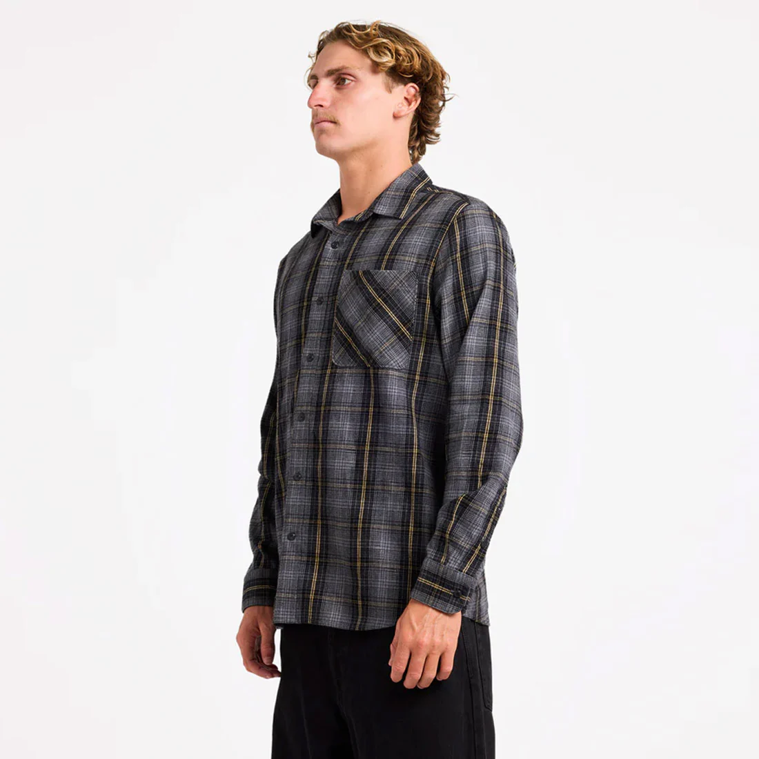 VOLCOM Heavy Twills Flannel Shirt - Gloss Black - Image 3
