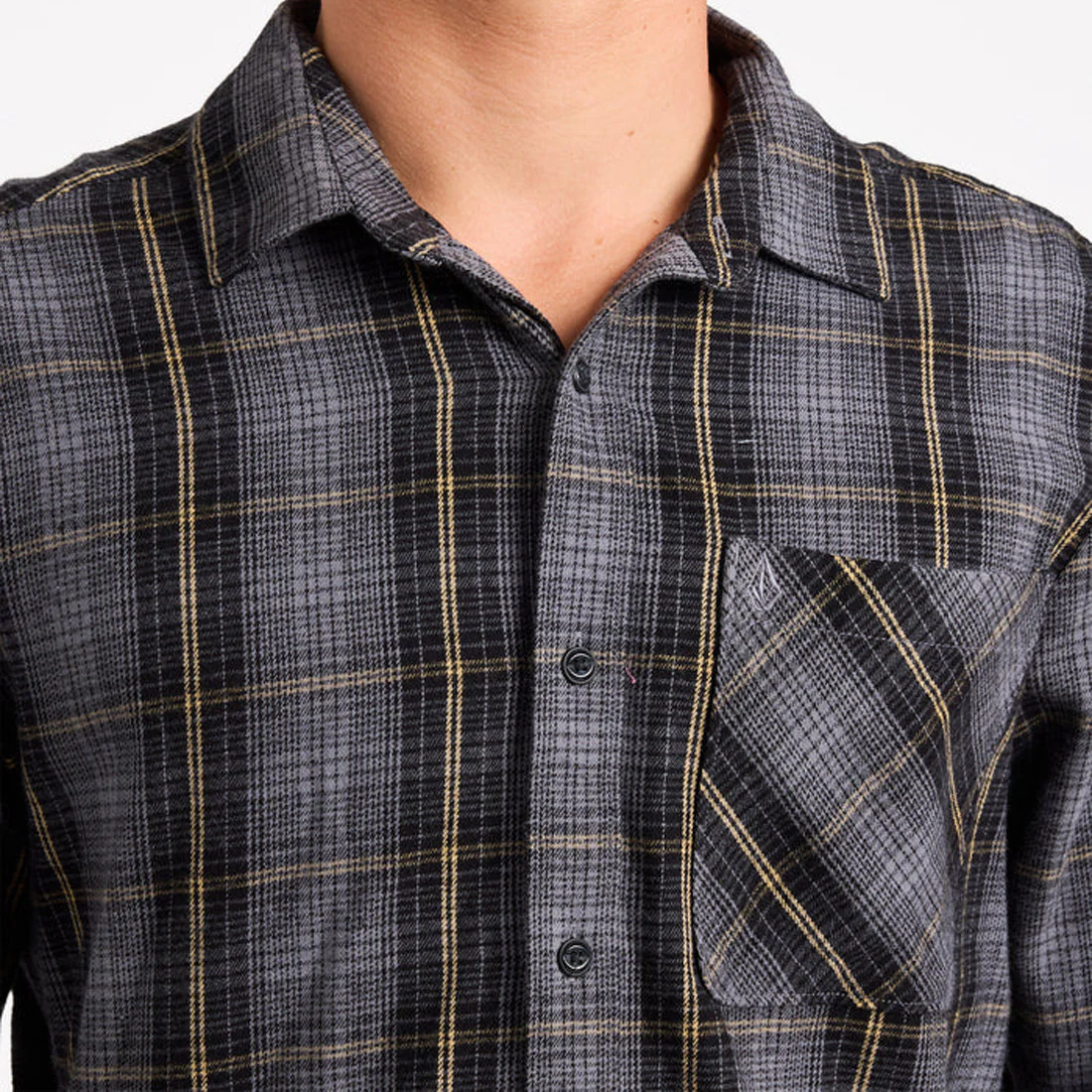 VOLCOM Heavy Twills Flannel Shirt - Gloss Black - Image 4