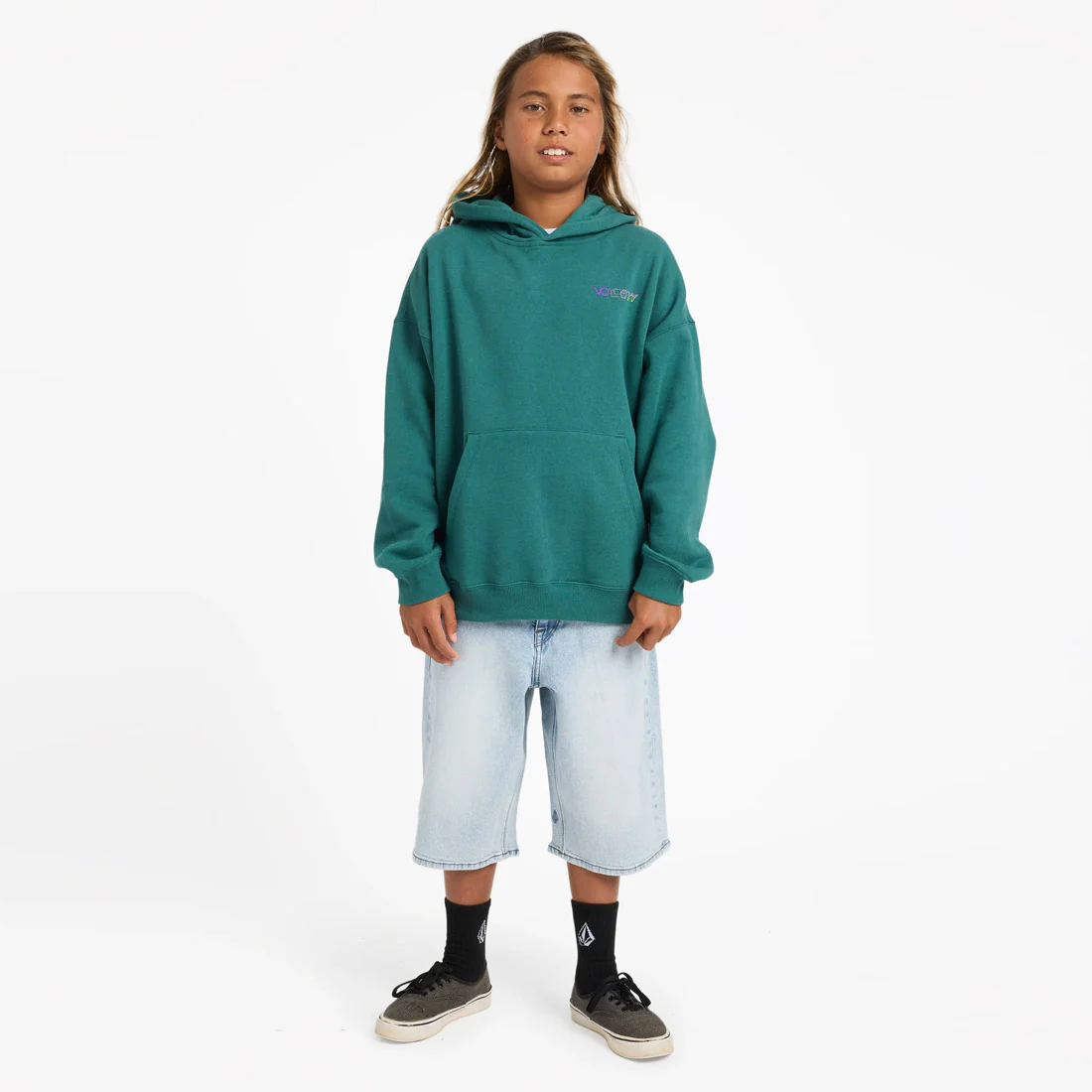 VOLCOM Kids Featured Artist Ben Sanaire Pullover - Rifle Green - Image 5