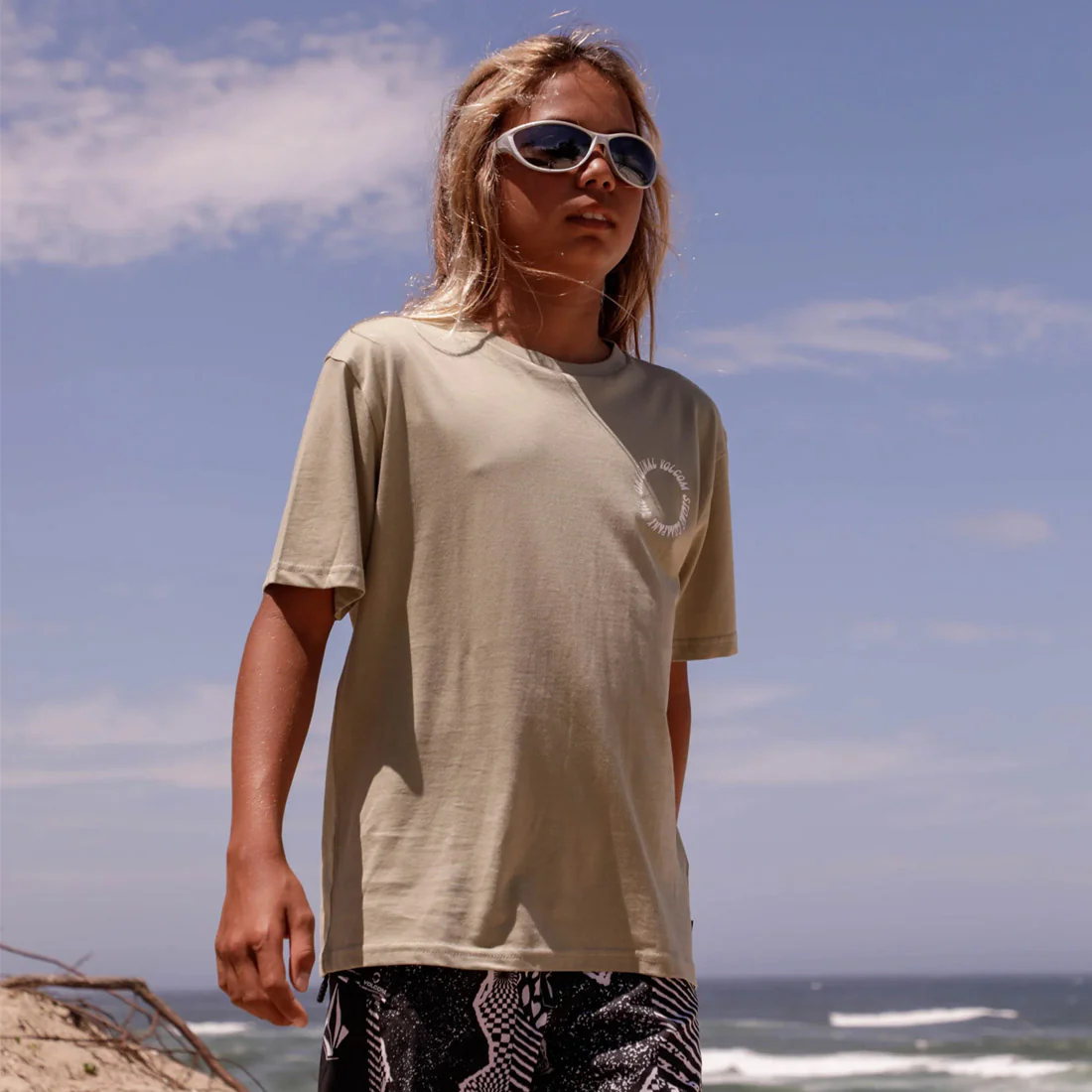 VOLCOM Kids Round Out Youth Tee - Green Tea - Image 3
