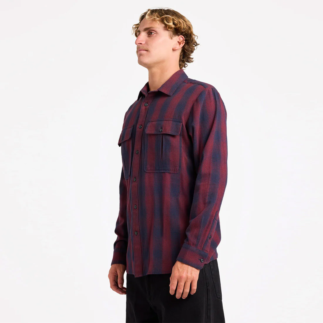 VOLCOM Shadowstone Flannel Shirt - Navy - Image 3
