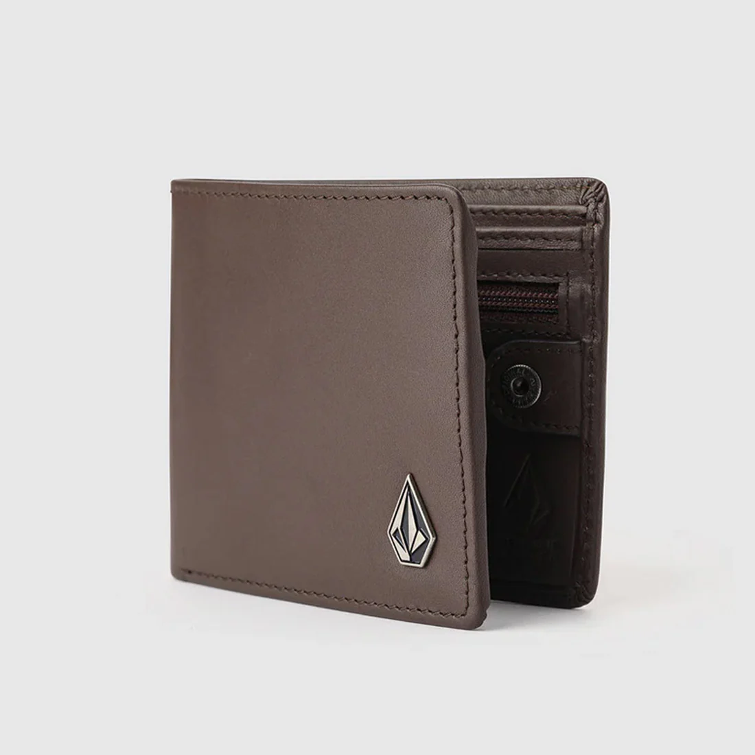 VOLCOM Single Stone Leather Wallet - Dark Brown - Image 2