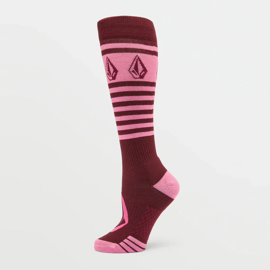 VOLCOM Women's Striker Wool Blend Over-The-Calf  Snow Sock - Burgundy - Image 3