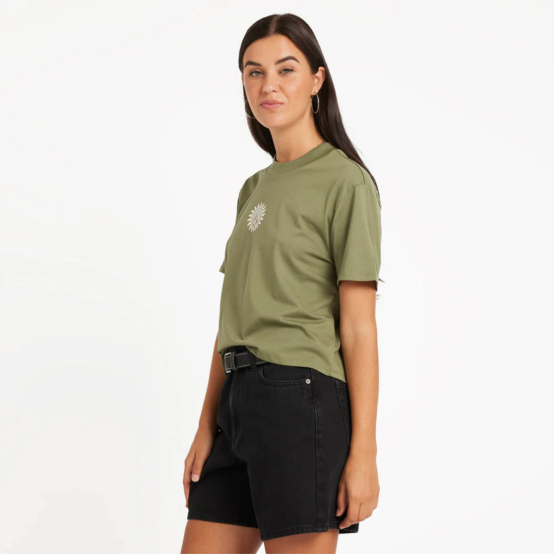 VOLCOM Women's Dial Crop Tee - Moss Stone - Image 3