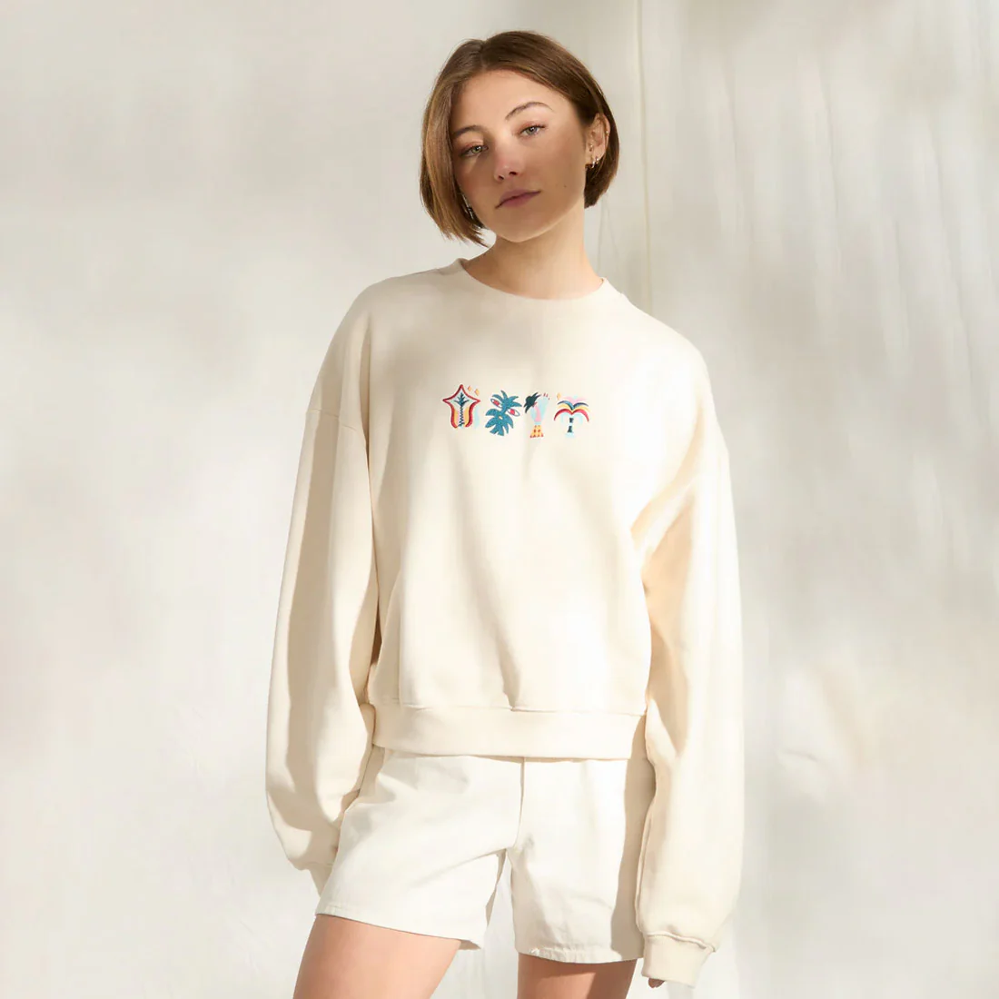 VOLCOM Women's Featured Artist Bruno Lucas Crew - Off White - Image 3