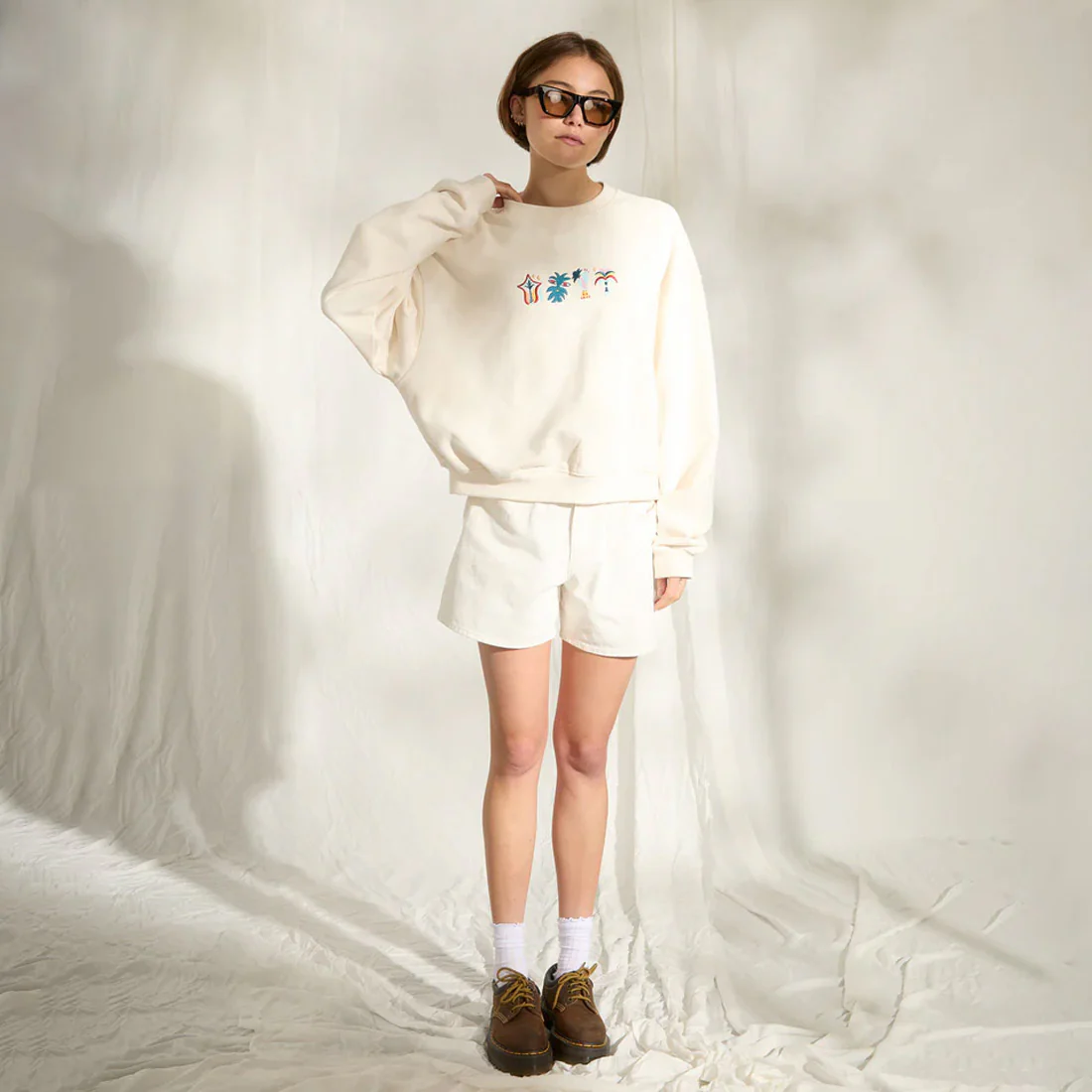 VOLCOM Women's Featured Artist Bruno Lucas Crew - Off White - Image 4