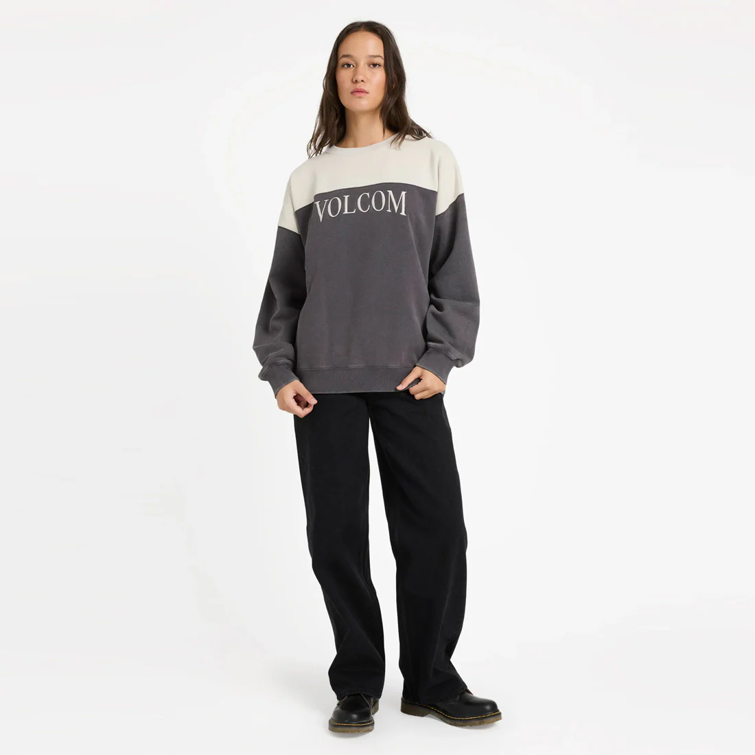 VOLCOM Women's Stone Block II Crew - Vintage Black - Image 4