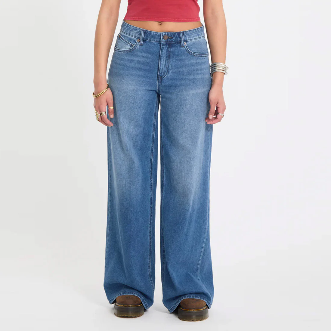 VOLCOM Women's Stoned Boyfriend Lowrise Jean - Worn Light Blue - Image 3