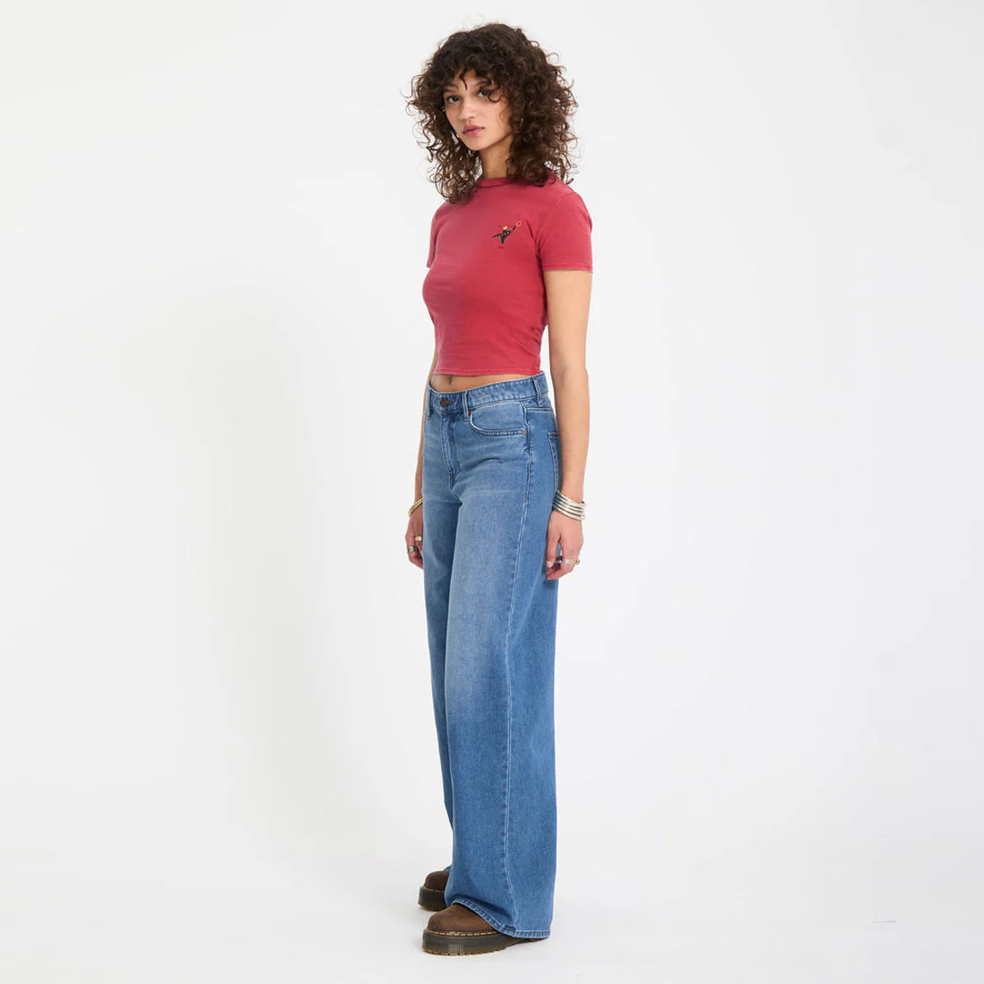 VOLCOM Women's Stoned Boyfriend Lowrise Jean - Worn Light Blue - Image 5