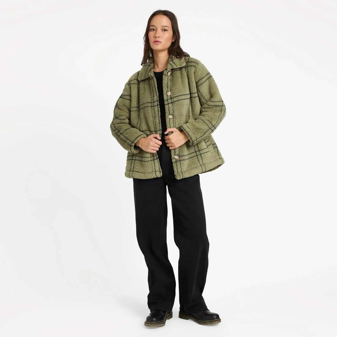 VOLCOM Women's Supa Sonical Shacket - Moss Stone - Image 5