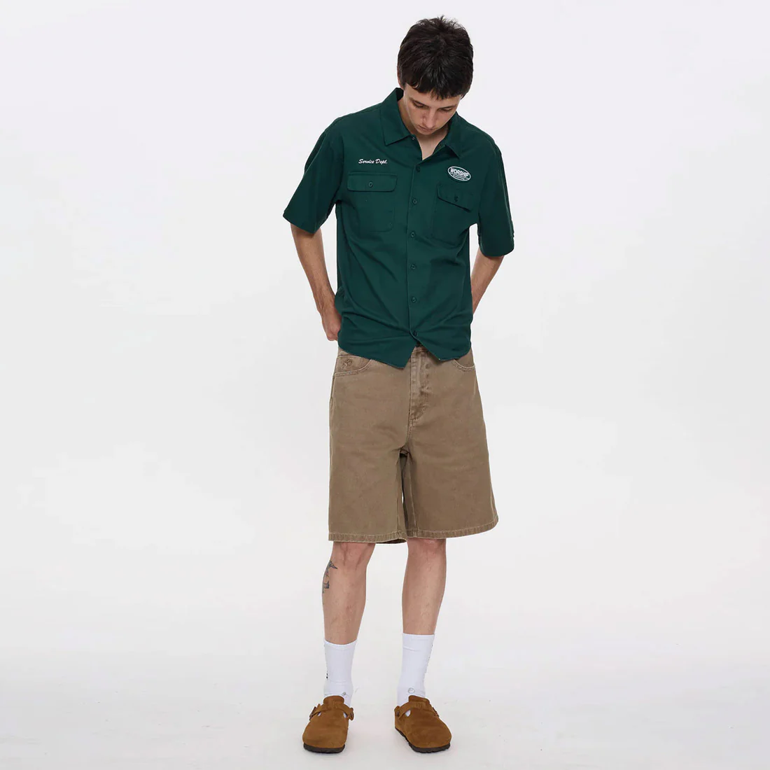 WORSHIP Department Short Sleeve Workshirt - Hunter Green - Image 2