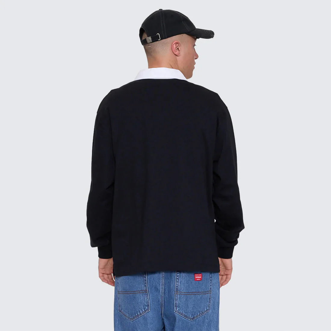 WORSHIP Laser Long Sleeve Rugby Polo - Black - Image 2