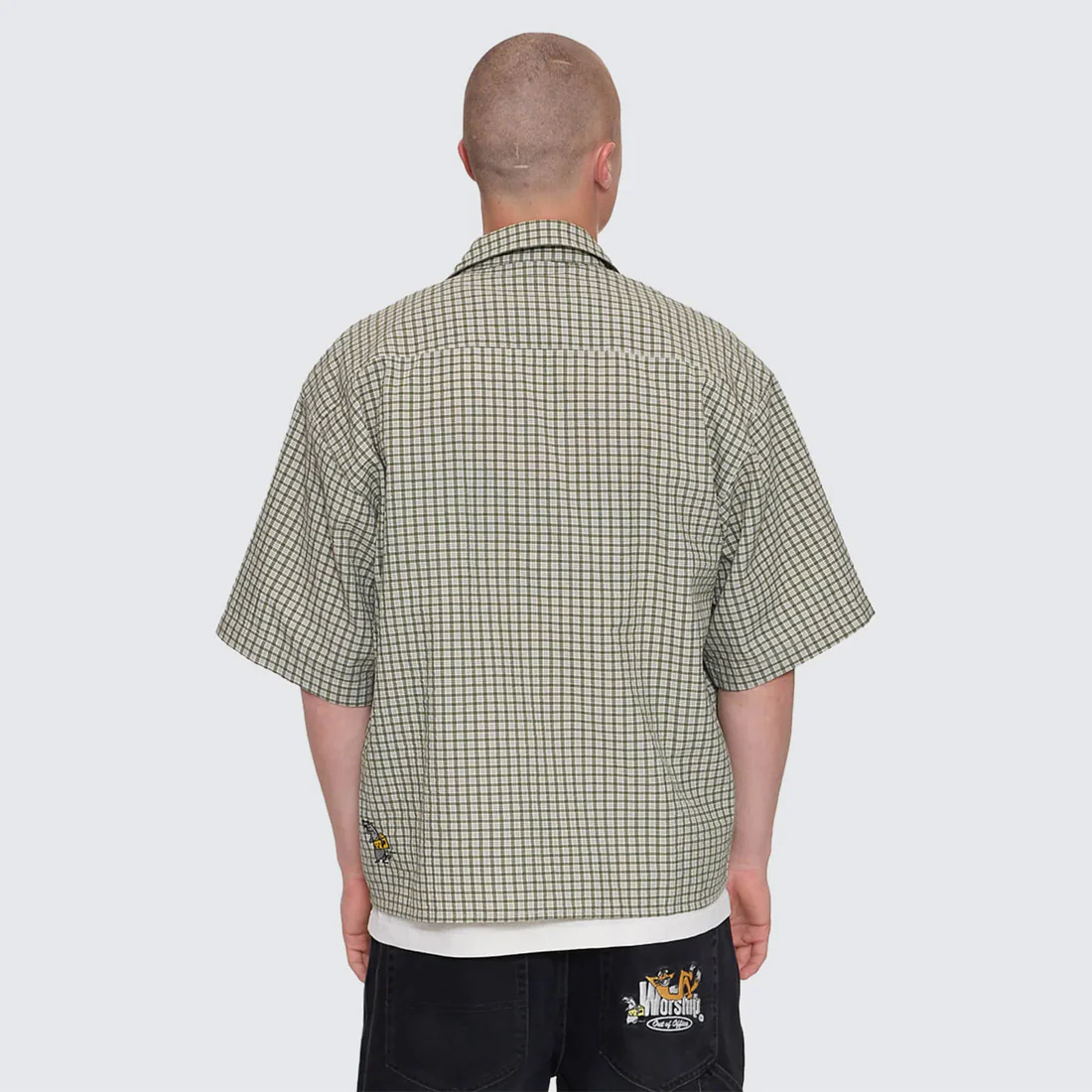 WORSHIP On Leave Box Fit Short Sleeve Cropped Shirt - Cali Green - Image 2