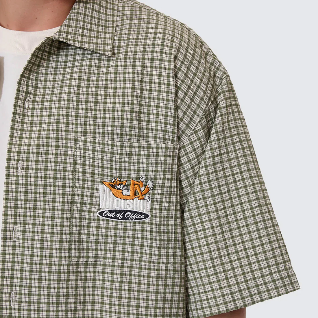 WORSHIP On Leave Box Fit Short Sleeve Cropped Shirt - Cali Green - Image 4